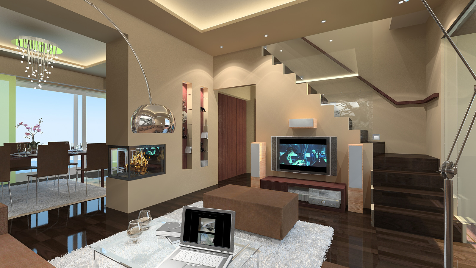 Nappali látványterv / Living room - architectural visualisation