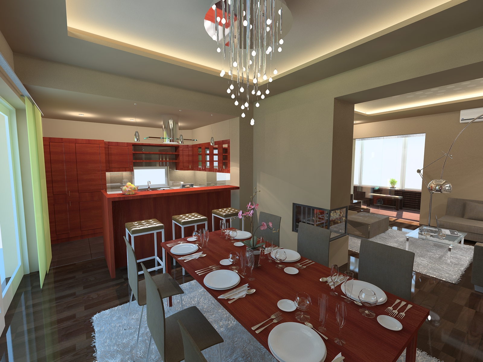 Étkező látványterv / Dining room - architectural visualisation