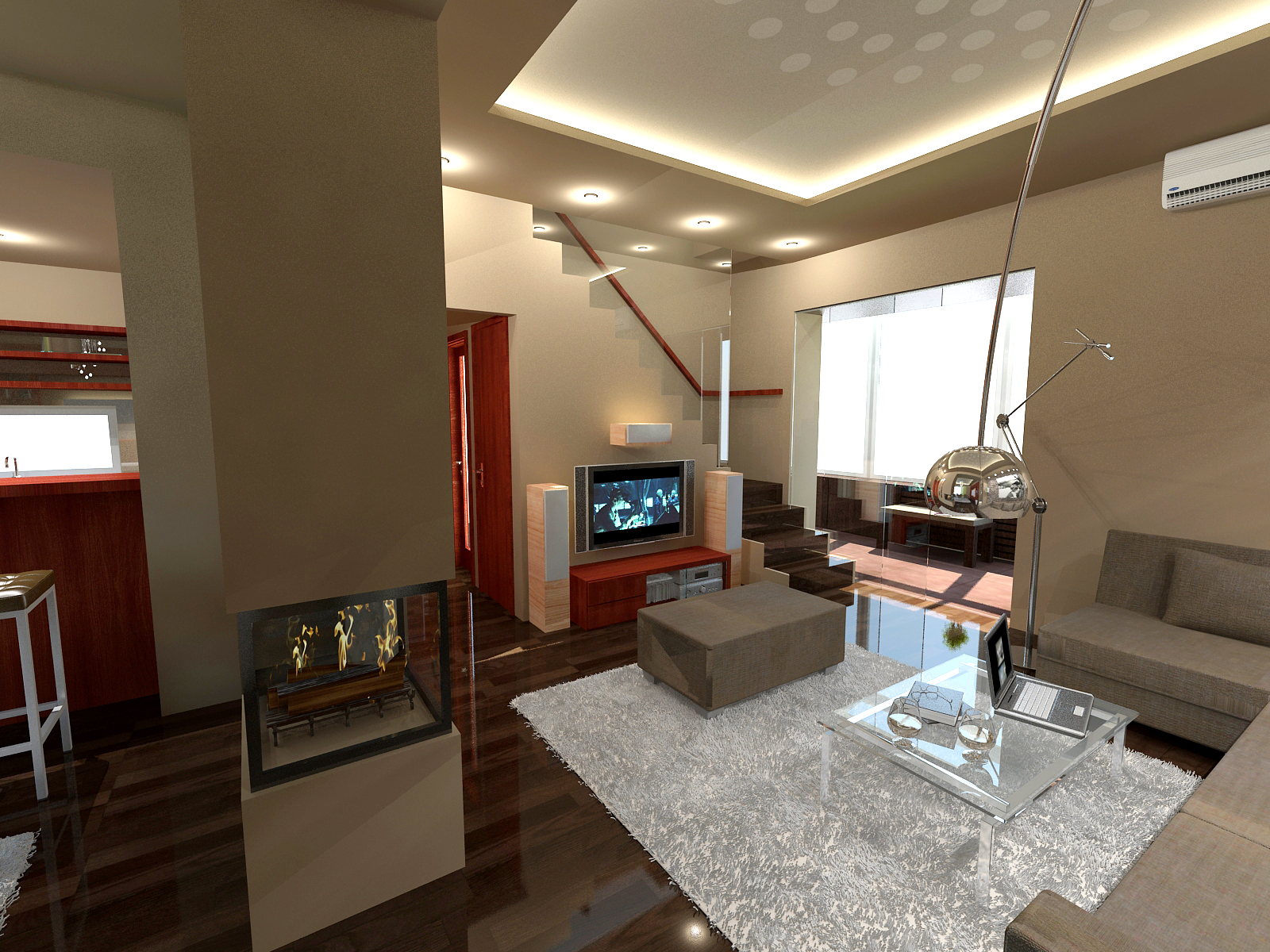 Nappali látványterv / Living room - architectural visualisation