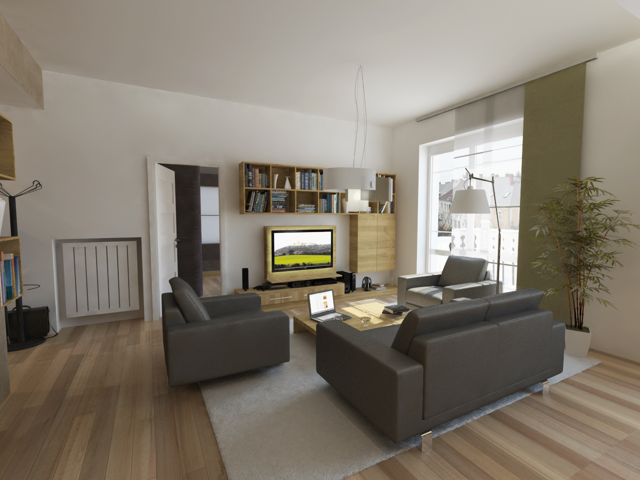 Látványterv nappali / Architectural visualization living room
