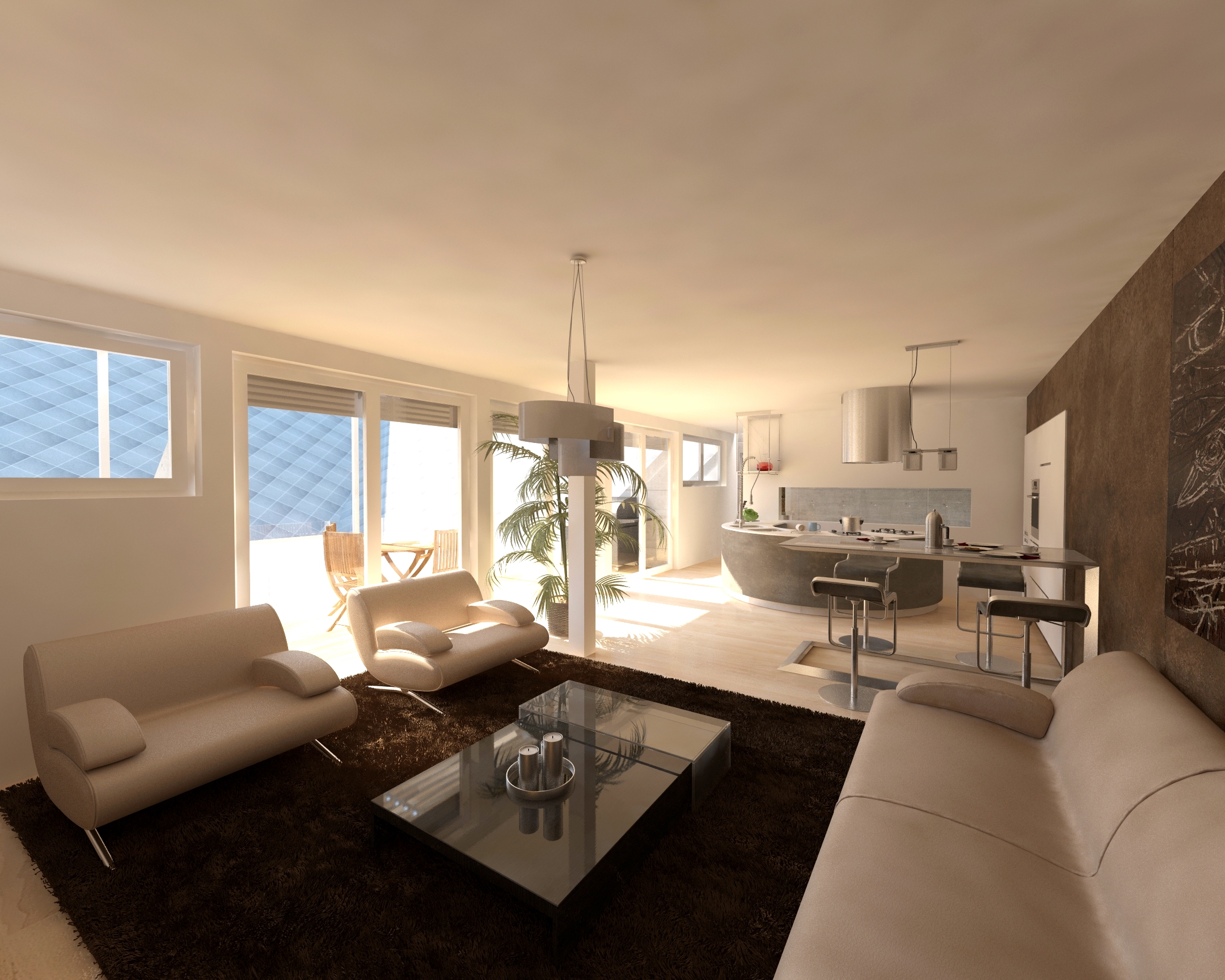 Nappali - látványterv / Living room - architectural visualization